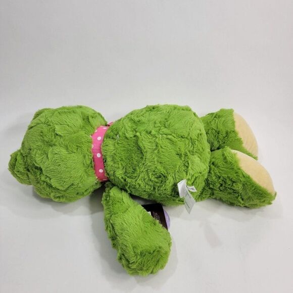 17" Animal Adventure Green Frog Pink Polka Dot Bow Plush - Picture 4 of 6